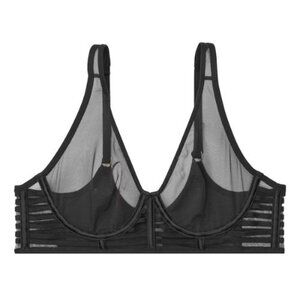 Victoria's Secret Black Mesh Longline Plunge Bra Size 32B 51294